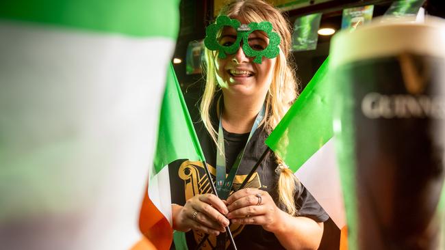 Shenannigans is hosting a St Patrick's Day party with Irish Dancers, beers and live music. Bartender Leanne Kristiansen is gearing up for the party. Photograph: Che Chorley