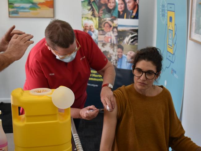 Dr Tonya Coren from First Light Healthcare getting the second dose of the Astra Zeneca vaccine at the Covid Vaccination Clinic in Ballina on Tuesday, June 22, 2021.