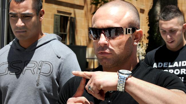 Vince Focarelli gestures to the media outside court. Picture: Greg Higgs