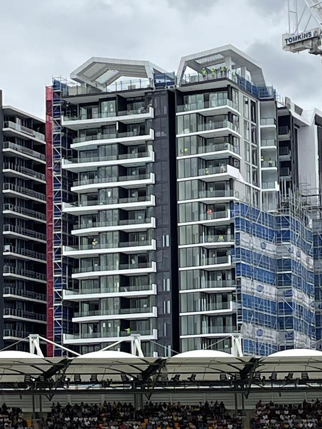 Construction workers at the Silk One development had the best view of the Gabba.