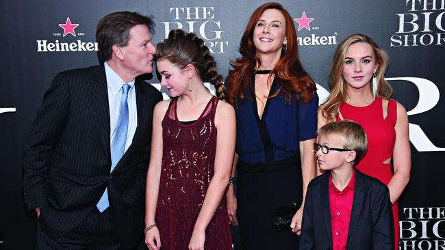 Michael Lewis with wife Tabitha, children Dixie, Walker and Quinn. Picture: Dimitrios Kambouris