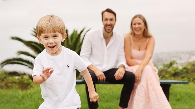 Freddie Baldock with his mum Katrine and dad Patrick. Picture: Rohan Kelly