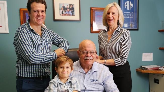 The year 2015 marked one hundred years since Charles Woodward moved to Cairns and started business here. Pictured here are Peter Woodward, Archie Woodward, 5, Charlie Woodward and Pip Woodward. PICTURE: BRENDAN RADKE