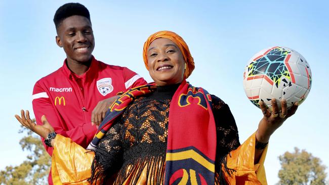 African-born Reds talent Al Hassan Toure with his mother, Mawa. Picture: Dean Martin