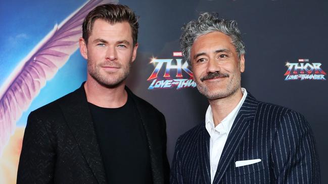 Chris Hemsworth and Taika Waititi at the Sydney premiere. Picture: Lisa Maree Williams/Getty Images