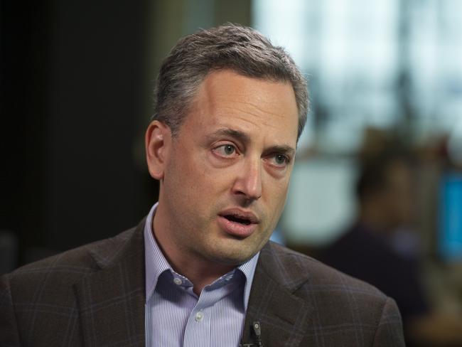 David Sacks, chairman and chief executive officer of Yammer Inc., speaks during a television interview in San Francisco, California, U.S., on Wednesday, March 14, 2012. Sacks discussed Yahoo! Inc.'s patent infringement lawsuit against Facebook Inc. Photographer: David Paul Morris/Bloomberg via Getty Images