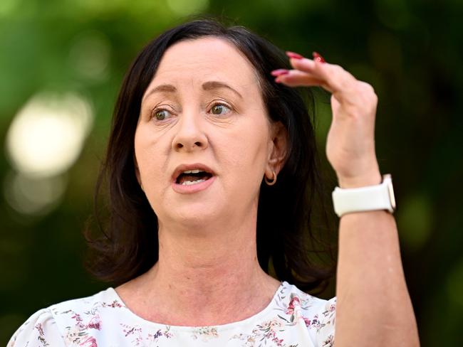 BRISBANE, AUSTRALIA - NewsWire Photos - FEBRUARY 8, 2022.Queensland Health Minister Yvette D'Ath speaks during a press conference at Parliament House to provide a Covid update.Picture: NCA NewsWire / Dan Peled