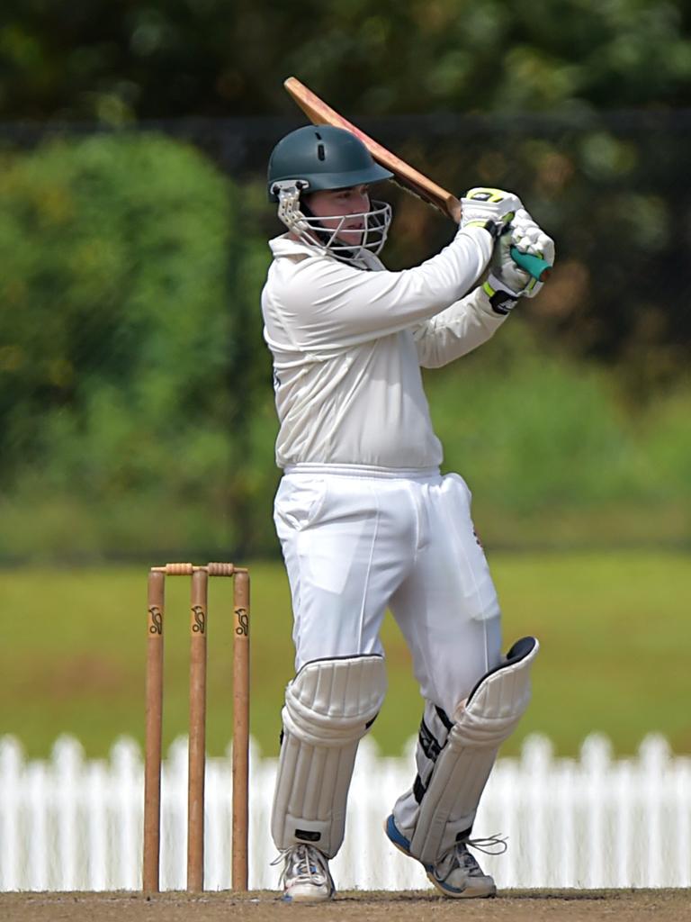 Glasshouse batsman Daniel Cahill on the attack. Picture: Warren Lynam