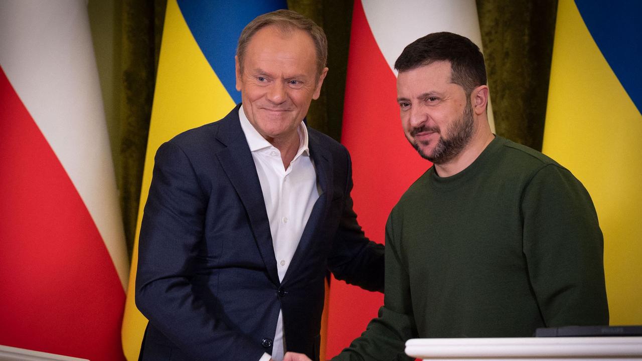 Ukraine's President Volodymyr Zelenskyy with Poland's Prime Minister Donald Tusk in Kyiv. Picture: AFP