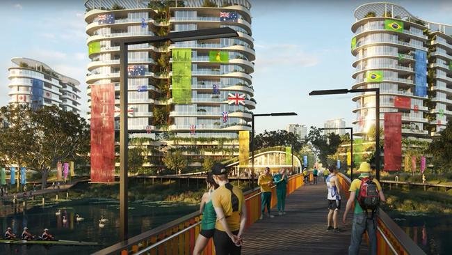 The proposed satellite Athletes Village for the 2032 Olympic Games at Collyer Quays in Robina.