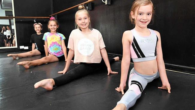 Hervey Bay Dance School students Libby Twose, Maya Freeth, Holly Brennan and Michaela Alexander are ready to rock the stage at the 2019 Get the Beat National Finals. Picture: Cody Fox