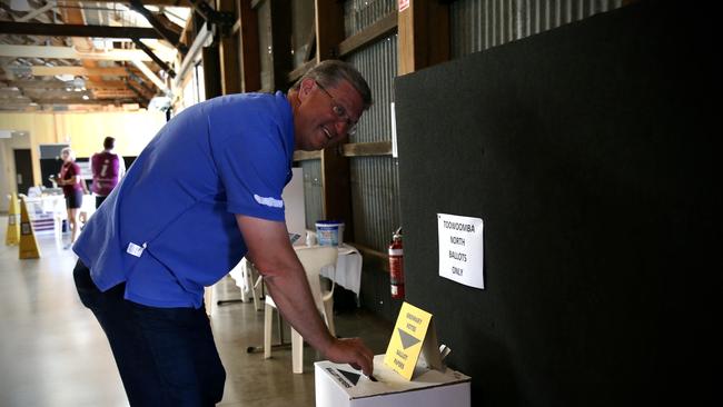 Trevor Watts cast his ballot at the Railway Goods Shed on Friday.