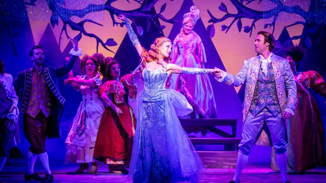 Brianna Bishop, Thomas McGuane and Lucy Durack star in Midnight: The Cinderella Musical, now playing at the Comedy Theatre. Picture: Jake Nowakowski