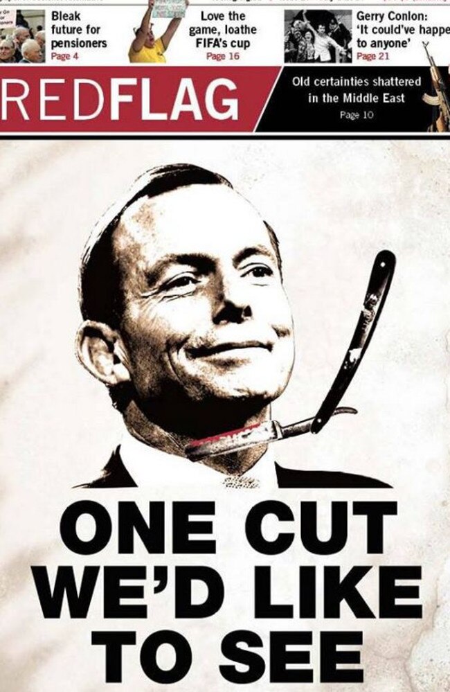 Controversial: The front page of Socialist Alternative newspaper RedFlag. Source: Facebook.