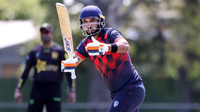 Jaspreet Bhatti batting for Haig Fawkner. Picture: George Sal