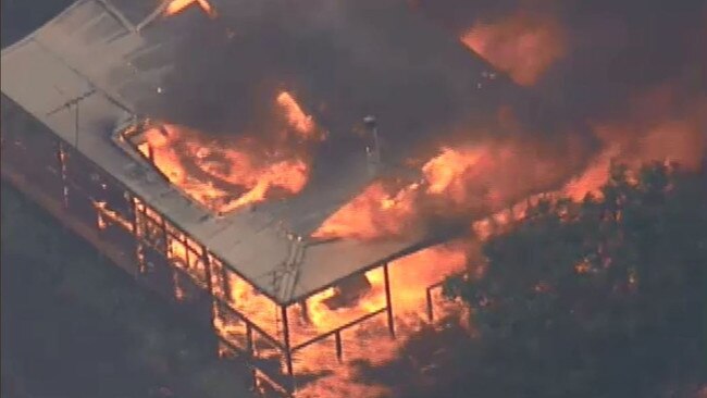 Bunyip State Park fire: Devastating scenes this morning. Multiple properties have been lost. Picture: Nine News Melbourne  @9NewsMelb