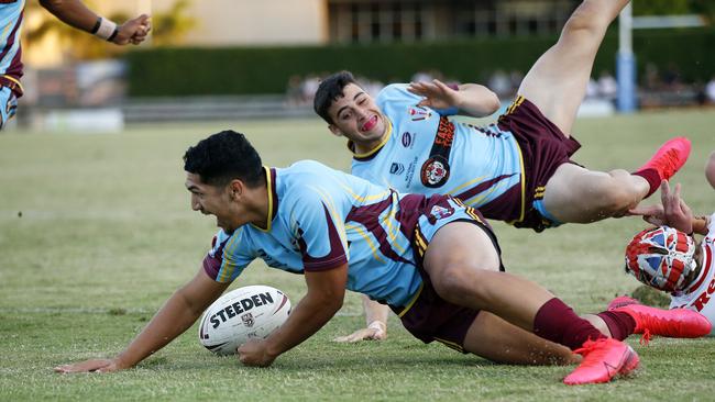 Keebra ParkÃ•s Trey Peni in action during the Langer Cup Grand Final between Palm Beach Currumbin State High and Keebra Park State High at Langlands Park, Brisbane 9th of September 2020.  (Image/Josh Woning)