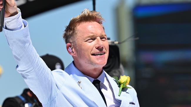 MELBOURNE, AUSTRALIA - NOVEMBER 05: Ronan Keating performs before Race 7, the Lexus Melbourne Cup - Betting Odds during Melbourne Cup Day at Flemington Racecourse on November 05, 2024 in Melbourne, Australia. (Photo by Vince Caligiuri/Getty Images)