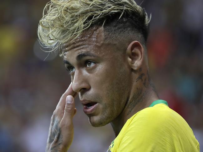 Brazil's Neymar during the group E match between Brazil and Switzerland at the 2018 soccer World Cup in the Rostov Arena in Rostov-on-Don, Russia, Sunday, June 17, 2018. (AP Photo/Themba Hadebe)