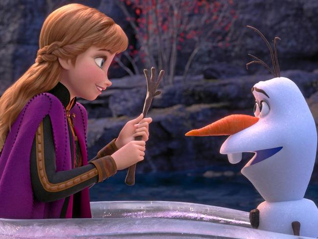 Anna (voice of Kristen Bell) and Olaf (voice of Josh Gad) in a scene from the movie Frozen II. Picture: Disney