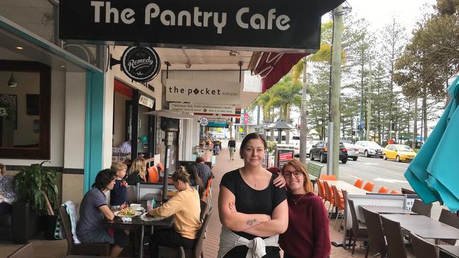 Madeline Halter and Britney Gaw from The Pantry Café are both "100 per cent" against the light rail stage 3.