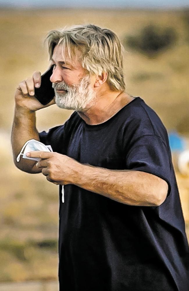 A distraught Alec Baldwin outside the Santa Fe County Sheriff's offices on Camino Justicia after being questioned. Picture: Jim Weber/Santa Fe New Mexican