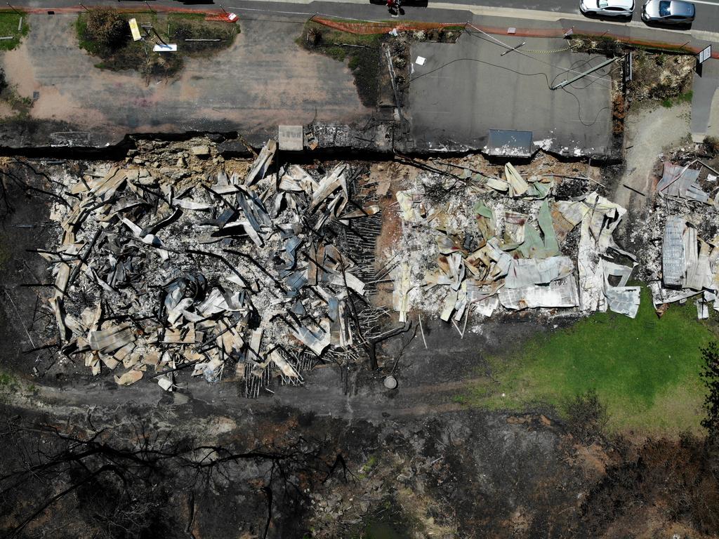 The small town of Mogo was hit hard by the New Year's Eve fire storm with many homes and buildings being destroyed. Picture: Toby Zerna