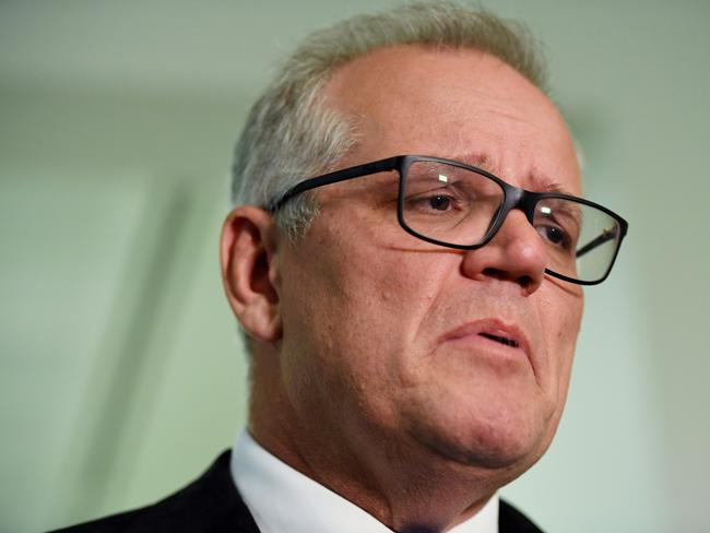 CANBERRA, AUSTRALIA - NewsWire Photos - May 30 2022: Former Prime Minister Scott Morrison speaks to media as he leaves the Liberal Party Room Meeting at Parliament House in Canberra. Picture: NCA NewsWire / Tracey Nearmy