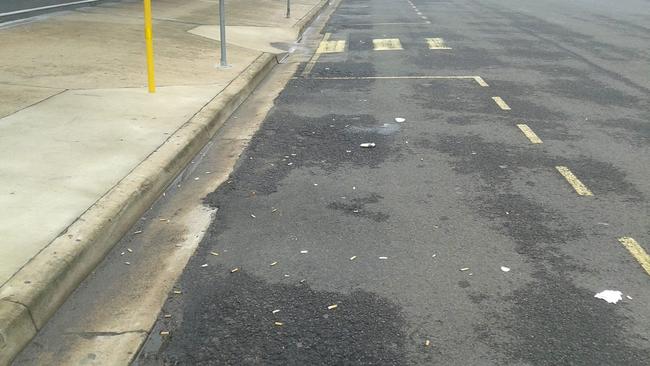 Cigarette butts outside Bundaberg Hospital.