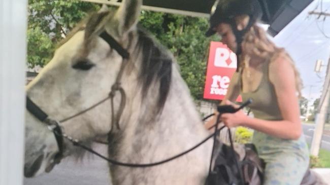 Red Rooster Noosaville staff got a laugh from serving a rider on her horse in drive through this week.