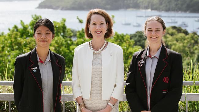 Queenwood Principal Marise McConaghy pictured with Vice Head Prefect Penelope Jin and Head Prefect Chloe Jureta.