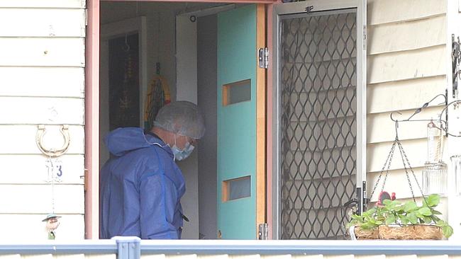 Police at the scene of a shooting at Stafford Street in Ipswich. Pic Peter Wallis