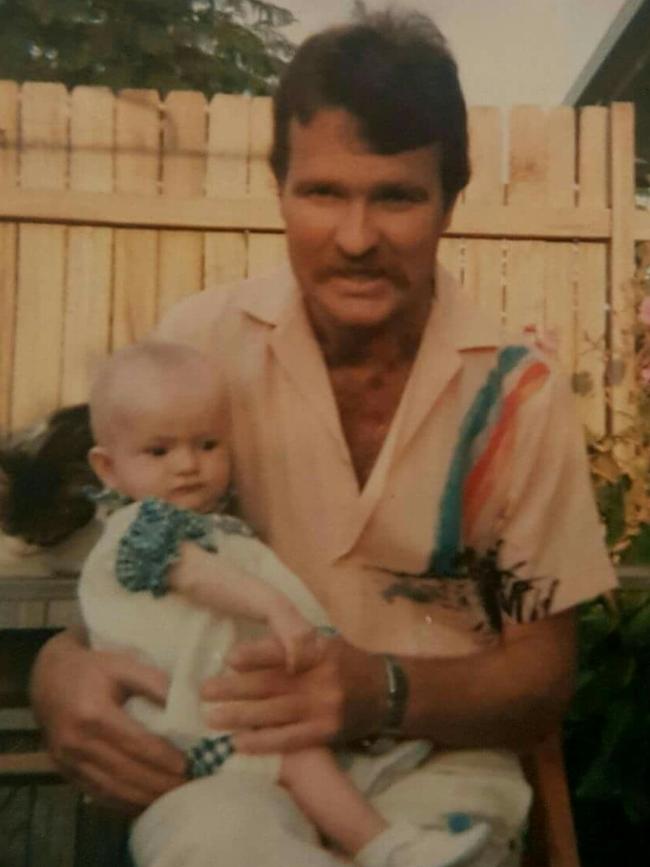 Miranda Hill as a baby with her father Tony Crowther, who died of heart failure at age 31