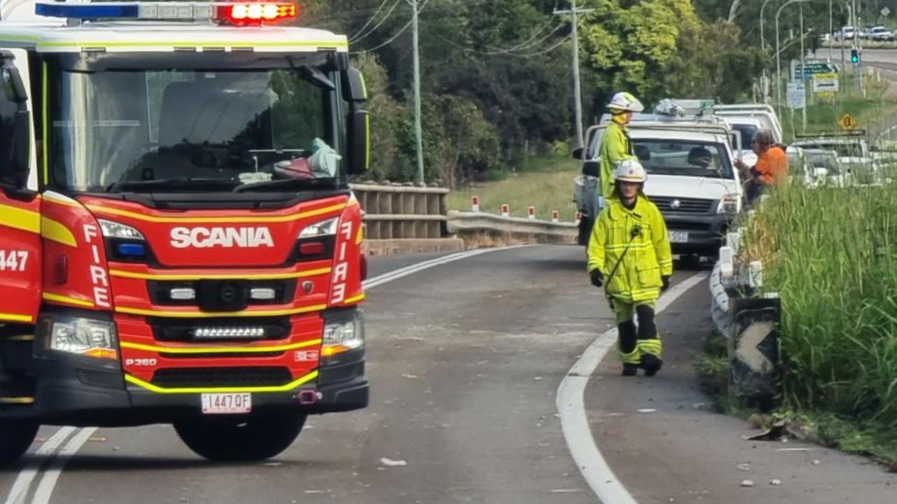 Debris fly through windscreen in near-miss Bruce Hwy crash