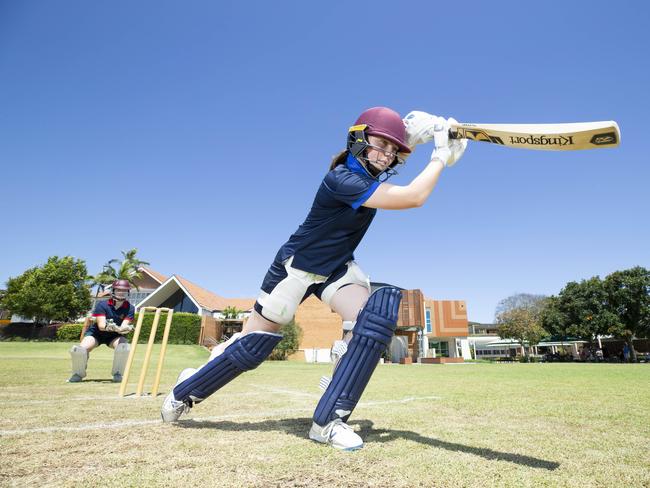 Clayfield College cricket. Abby Harris is in the u15 Qld school team. Saturday November 28, 2020. Picture: Renae Droop