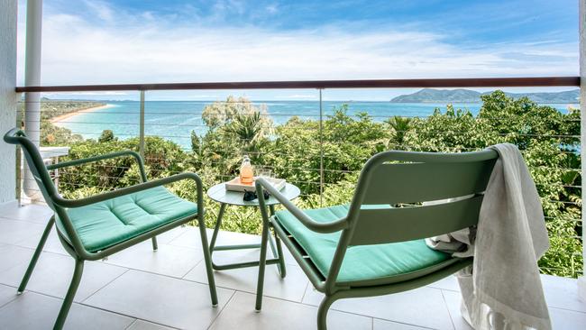 An ocean view room looking out over Lugger Bay.