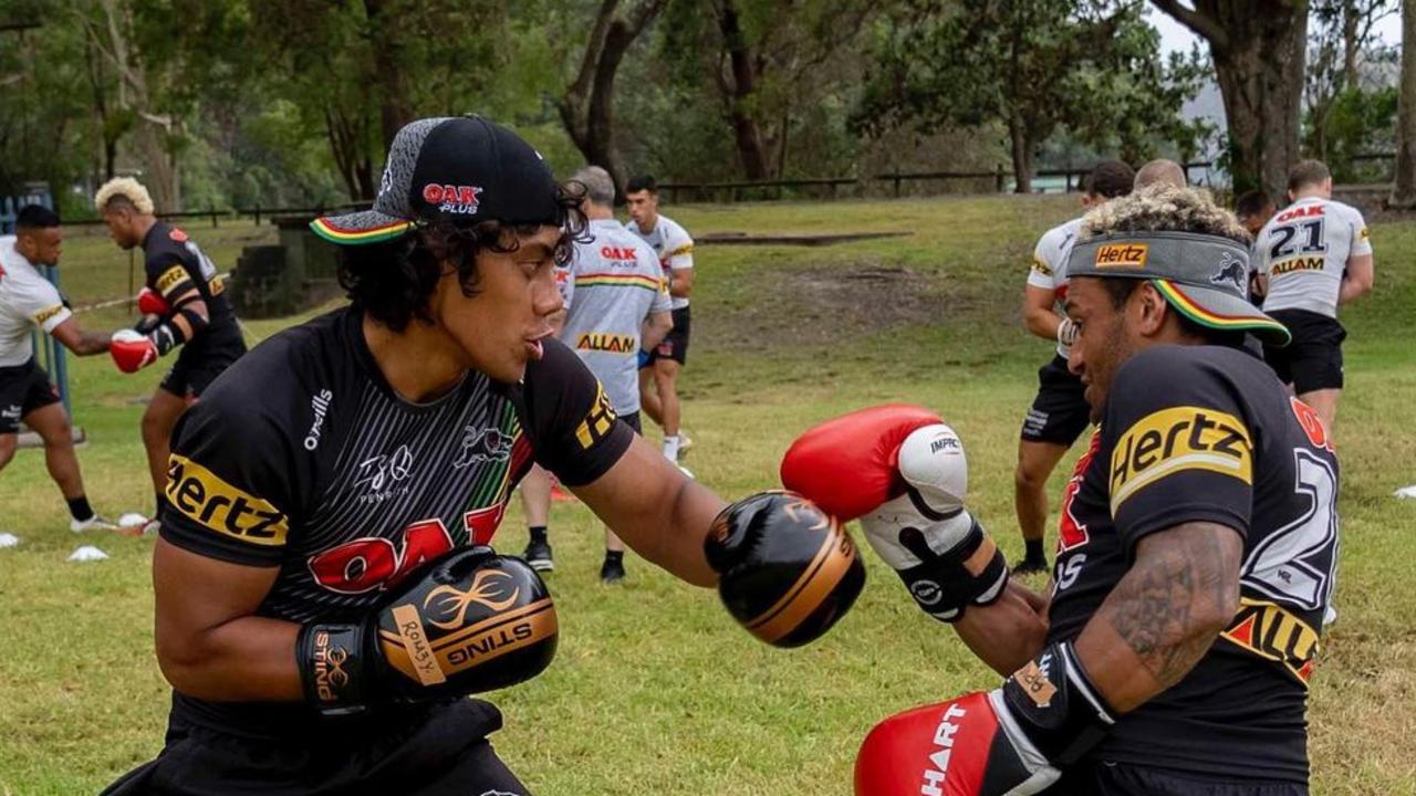 The Penrith Panthers are put through their paces during a pre-season camp in Broken Bay, Source: Penrith Panthers