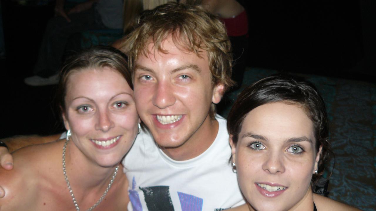 Celeste Choyce, Mitchell King and Simone Elliott party at the Rolling Rock nightclub in February 2008. Picture: Lisa Kither
