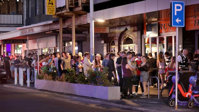 Patrons are banned from entering venues, such as on Hindley St, after 3am. Picture Dean Martin
