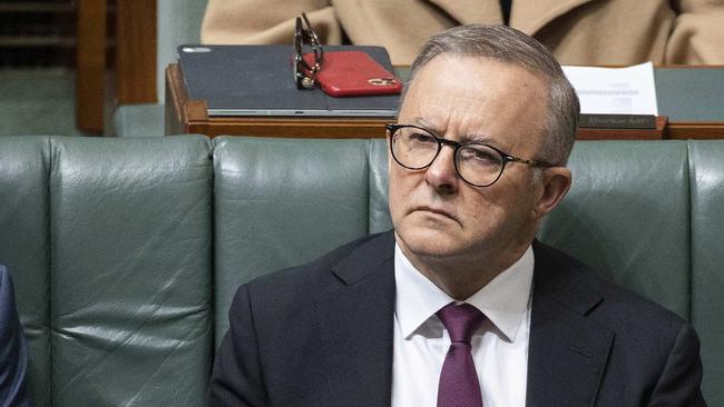 Prime Minister Anthony Albanese listens on as the NACC is introduced in Parliament. Picture: NCA NewsWire / Gary Ramage