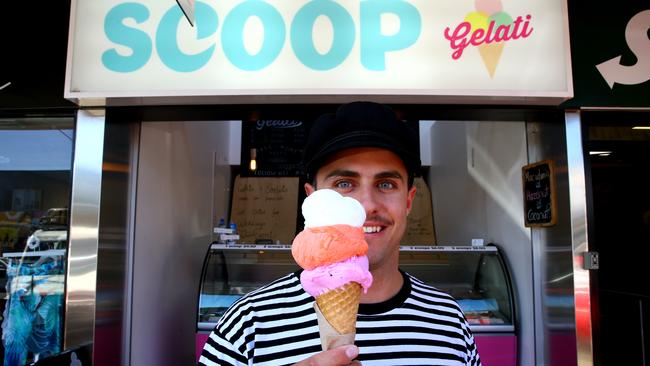 Tom Burns at Scoop Gelati at Burleigh Heads. Photo: David Clark