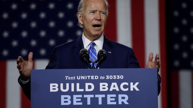 Prime Minister Anthony Albanese was accused by a reporter of borrowing Joe Biden’s catch phrase, Build Back Better. (Photo by Olivier DOULIERY / AFP)