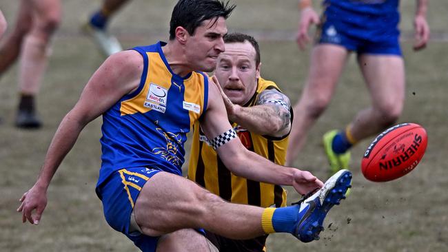 Noble Park’s Lachlan McDonnell finished among the best with two goals. Picture: Andy Brownbill