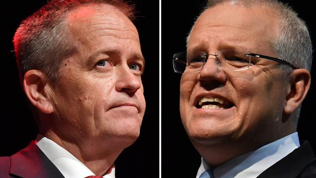 Federal Opposition Leader Bill Shorten and Prime Minister Scott Morrison. Picture: AAP