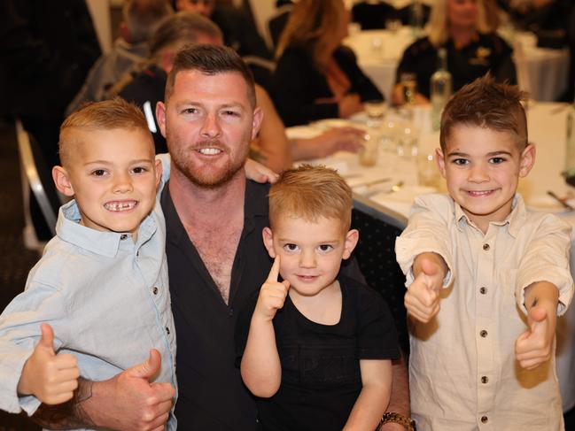 Noah Kelly, Jason Kelly, Jaxson Kelly and Riley Kelly at the Offshore Superboat Championships Presentation Dinner at Southport Yacht Club for Gold Coast at Large. Picture, Portia Large.