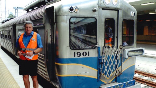 Peter Markovic with RM 1901 (Trainaway Tours) at Roma Street Station. Picture: Supplied