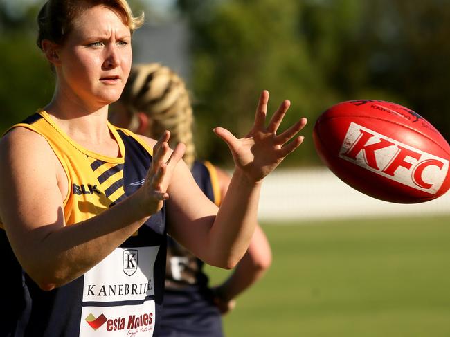 Members of East Coast Eagle first woman's team Zoe Watson at training at Kanebridge Oval in Rouse Hill