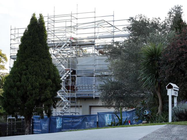 Scaffolding has gone up on the $6.5 million mansion. Picture: Sam Ruttyn