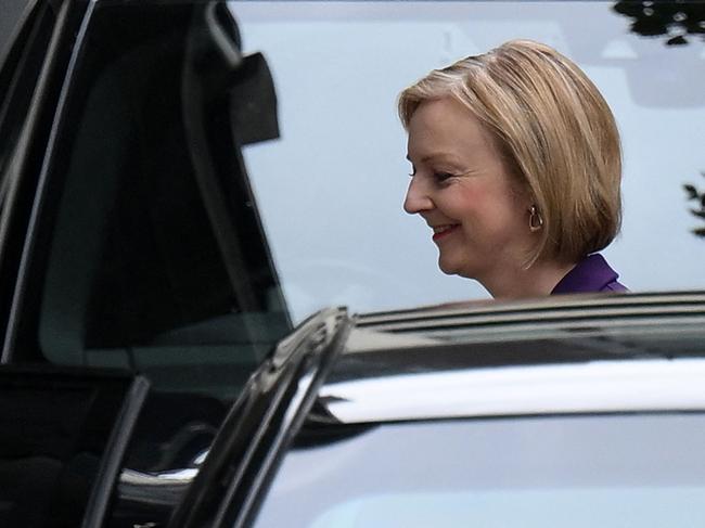 Liz Truss arrives at the Queen Elizabeth II centre ahead of the event to announce the winner of the Conservative Party leadership contest. Picture: AFP.