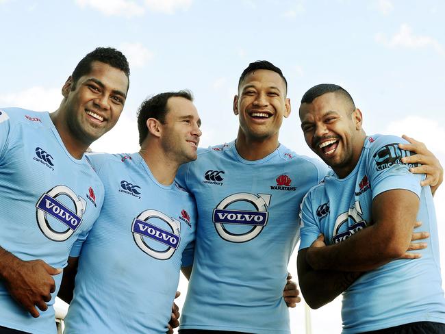 Matt Carraro fits in perfectly with higher-profile members of the Waratahs backline Taqele Naiyaravoro, Israel Folau and Kurtley Beale. Picture: John Appleyard